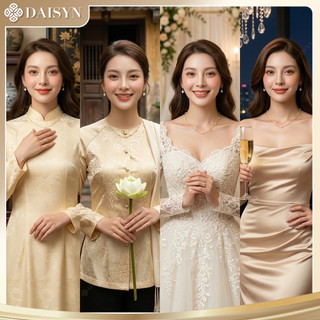[ DAISYN ] N938 Dây chuyền ngọc trai nhân tạo dây mạ vàng 18k,  vòng cổ ngọc trai thuỷ tinh sang trọng cho nữ