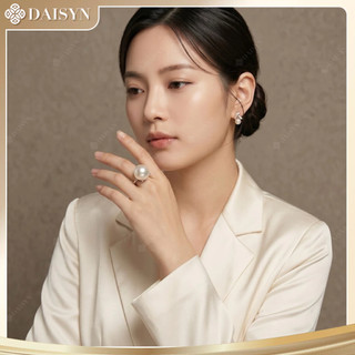 [N1187] Nhẫn Ngọc Nhân Tạo Hạt To Màu Trắng Ngà, Sang Trọng, Thanh Lịch Cho Nữ - DAISYN.