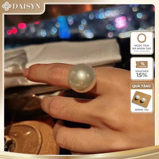[N1187] Nhẫn Ngọc Nhân Tạo Hạt To Màu Trắng Ngà, Sang Trọng, Thanh Lịch Cho Nữ - DAISYN.