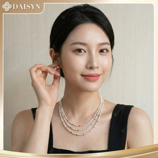 [N1181] Vòng Cổ, Dây Chuyền Ngọc Nhân Tạo Mix Nhiều Màu, Hạt Nhỏ, Móc Khoá Vàng, Sang Trọng Cho Nữ - DAISYN