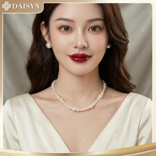 [ DAISYN ] N916 choker Dây chuyền ngọc trai nhân tạo xinh xắn trắng xám đen,  chuỗi hạt ngọc trai thuỷ tinh cá tính