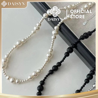 [ DAISYN ] N916 choker Dây chuyền ngọc trai nhân tạo xinh xắn trắng xám đen,  chuỗi hạt ngọc trai thuỷ tinh cá tính