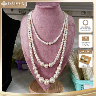 [ DAISYN ] N664 vòng cổ áo ngũ thân, dây chuyền áo tấc, dây chuyền áo dài 3 sợi ngọc trai nhân tạo sang trọng