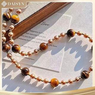 [N1167] Vòng Cổ, Dây Chuyền Ngọc Nhân Tạo Kem Và Đá Mắt Hổ Tự Nhiên Sang Trọng Cho Nữ - DAISYN.