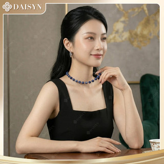 [N1152] Vòng Cổ Dây Chuyền Ngọc, Chuỗi Hạt Ngoc Trai Nhân Tạo Đá Xanh Coban 10li Phối Thiên Thanh - DAISYN.