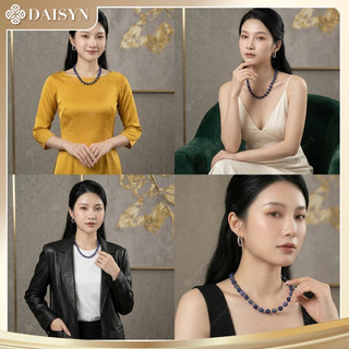 [N1152] Vòng Cổ Dây Chuyền Ngọc, Chuỗi Hạt Ngoc Trai Nhân Tạo Đá Xanh Coban 10li Phối Thiên Thanh - DAISYN.