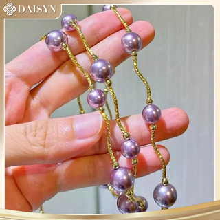 [N1166] Vòng Cổ Ngọc Nhân Tạo Đá Cao Cấp, Dây Xoắn Ngọc Nhân Tạo Tím - DAISYN