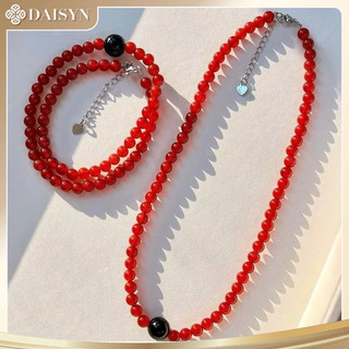 [N1177] Vòng Cổ, Dây Chuyền Ngọc Đá Nhân Tạo Đỏ 4li Mặt Đen 10li Sang Trọng Cho Nữ Phù Hợp Đeo Hằng Ngày - DAISYN