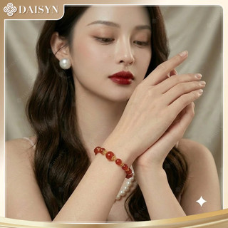 [N1095] Vòng Tay Ngọc Trai Đá Lớn Nhân Tạo Màu Đỏ, Sang Trọng, Móc Cài Chắc Chắn, Phù Hợp Cho Nữ - DAISYN