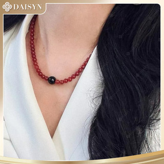 [N1177] Vòng Cổ, Dây Chuyền Ngọc Đá Nhân Tạo Đỏ 4li Mặt Đen 10li Sang Trọng Cho Nữ Phù Hợp Đeo Hằng Ngày - DAISYN