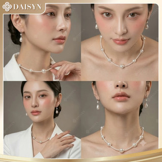 [N1189] Vòng Cổ, Dây Chuyền Ngọc Nhân Tạo Trắng Hạt 3li Phối 12li Sang Trọng - DAISYN.