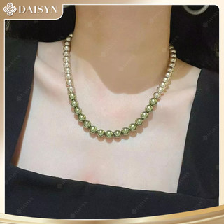 [N1107] Dây Chuyền, Vòng Cổ Ngọc Trai Đá Nhân Tạo Mix Xanh Lá Vàng Sang Trọng - DAISYN