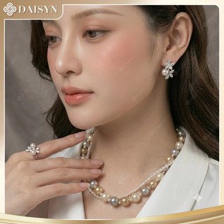 [N989] Vòng Cổ Ngọc Trai 5li Mix Hạt 12li Màu Trắng Kem Vàng Xám, Dây Chuyền Ngọc Nhân Tạo - DAISYN