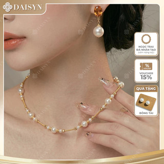 N1073 Vòng Cổ Dây Chuyền Ngọc, Chuỗi Hạt Ngọc Trai Nhân Tạo Trắng Vàng, Sang Trọng Cho Nữ
