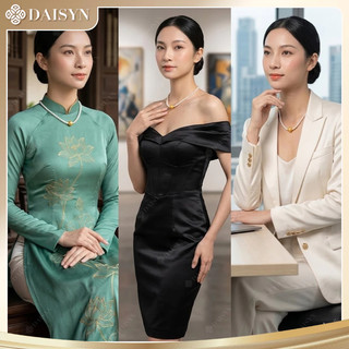 [N1109] Dây Chuyền, Vòng Cổ Ngọc Trai Đá Nhân Tạo Mặt Hạt Ngọc Màu Vàng Sang Trọng Thanh Lịch - DAISYN