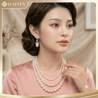 [ DAISYN ] N866 dây chuyền hạt ngọc trai nhân tạo 3 sợi , dây chuyền mang áo dài, thiết kế dây chuyền ngọc trai nhân tạo