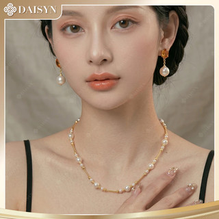 N1073 Vòng Cổ Dây Chuyền Ngọc, Chuỗi Hạt Ngọc Trai Nhân Tạo Trắng Vàng, Sang Trọng Cho Nữ
