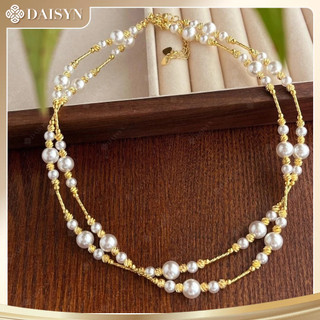 N1073 Vòng Cổ Dây Chuyền Ngọc, Chuỗi Hạt Ngọc Trai Nhân Tạo Trắng Vàng, Sang Trọng Cho Nữ