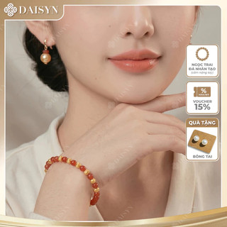 [N1094] - Vòng Tay Ngọc Trai Đá Nhân Tạo Màu Đỏ Mix Vàng, Sang Trọng, Móc Cài Chắc Chắn - DAISYN
