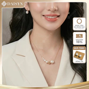 N939 Dây chuyền ngọc trai nhân tạo dây mạ vàng 18k , vòng cổ ngọc trai thuỷ tinh sang trọng cho nữ