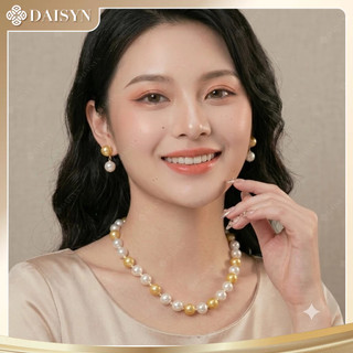 [N977] Vòng Cổ Ngọc Trai Nhân Tạo Mặt Hạt Lớn Màu Vàng Trắng Phù Hợp Cho Nhiều Dịp - DAISYN