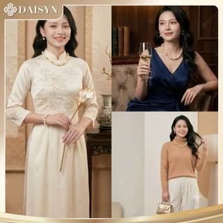[N977] Vòng Cổ Ngọc Trai Nhân Tạo Mặt Hạt Lớn Màu Vàng Trắng Phù Hợp Cho Nhiều Dịp - DAISYN