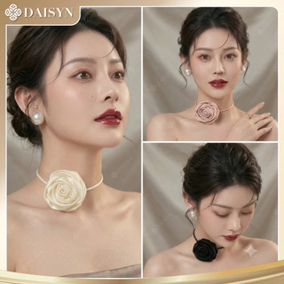 [ DAISYN ] N879 Vòng Cổ choker Da Ngắn Mặt Hoa Hồng Phong Cách Hàn Quốc