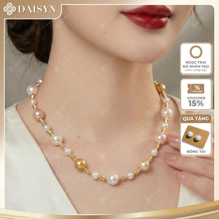[ DAISYN ] N1022 vòng cổ ngọc trai trắng vàng hồng , dây chuyền ngọc trai nhân tạo , chuỗi hạt ngọc