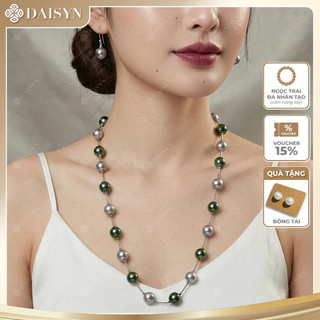 [ DAISYN ] N1042 vòng cổ ngọc xám xanh lá 14li 60cm sang trọng , dây chuyền ngọc trai nhân tạo , chuỗi hạt ngọc