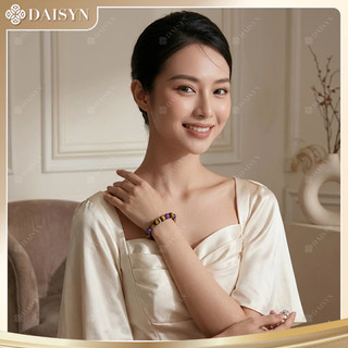 [N1153] Vòng Tay Mix Đá Mắt Hổ Và Thạch Anh Tím Tự Nhiên Size Tự Nhiên Cổ Tay 16cm, Sang Trọng - DAISYN.