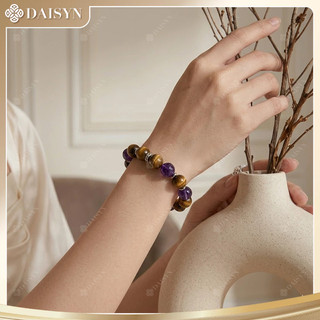 [N1153] Vòng Tay Mix Đá Mắt Hổ Và Thạch Anh Tím Tự Nhiên Size Tự Nhiên Cổ Tay 16cm, Sang Trọng - DAISYN.
