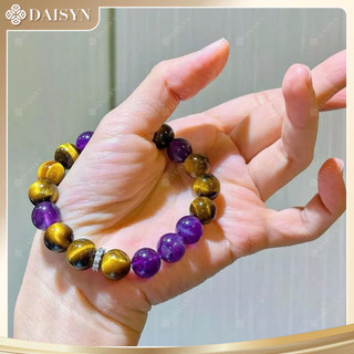 [N1153] Vòng Tay Mix Đá Mắt Hổ Và Thạch Anh Tím Tự Nhiên Size Tự Nhiên Cổ Tay 16cm, Sang Trọng - DAISYN.