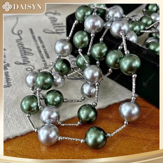 [ DAISYN ] N1042 vòng cổ ngọc xám xanh lá 14li 60cm sang trọng , dây chuyền ngọc trai nhân tạo , chuỗi hạt ngọc