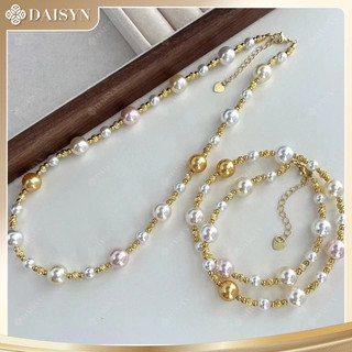 [ DAISYN ] N1022 vòng cổ ngọc trai trắng vàng hồng , dây chuyền ngọc trai nhân tạo , chuỗi hạt ngọc