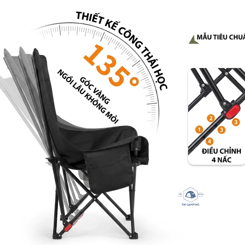 Ghế Camping Gấp Gọn Ngả Lưng Tmountain Chịu Lực Cao Cấp Dã Ngoại Du Lịch Ngoài Trời Êm Ái | BigBuy360 - bigbuy360.vn