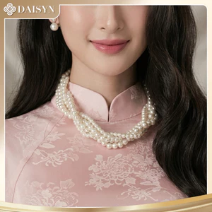 N473 choker , dây chuyền mang áo dài , vòng cổ mang áo dài đan sát cổ hạt Ngọc sang trọng cho nữ