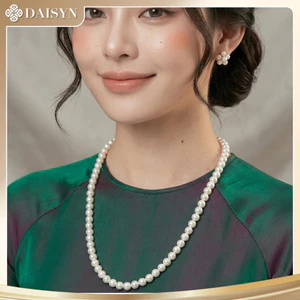 N693 dây chuyền mang áo dài , dây chuyền áo tấc, vòng cổ áo ngũ thân 60cm ngọc trai nhân tạo 8 li sang trọng