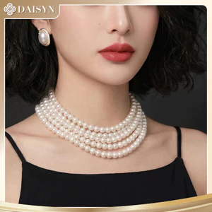 N651 choker dây chuyền áo dài , dây chuyền áo tấc, vòng cổ cưới 5 sợi ngọc nhân tạo sang trọng
