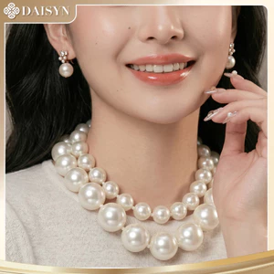 N841 choker dây chuyền hạt ngọc trai nhân tạo lớn, vòng cổ cưới sang trọng