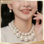 N841 choker dây chuyền hạt ngọc trai nhân tạo lớn, vòng cổ cưới sang trọng