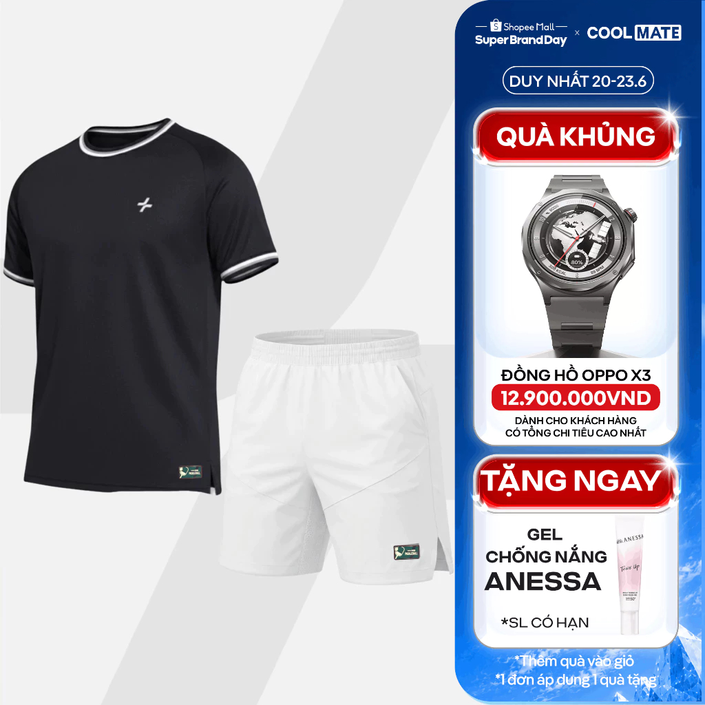 [TẶNG GEL CHỐNG NẮNG]Set đồ bộ thể thao nam Pickleball Áo và Quần Dink Shot Thoáng khí Thấm hút tốt Coolmate
