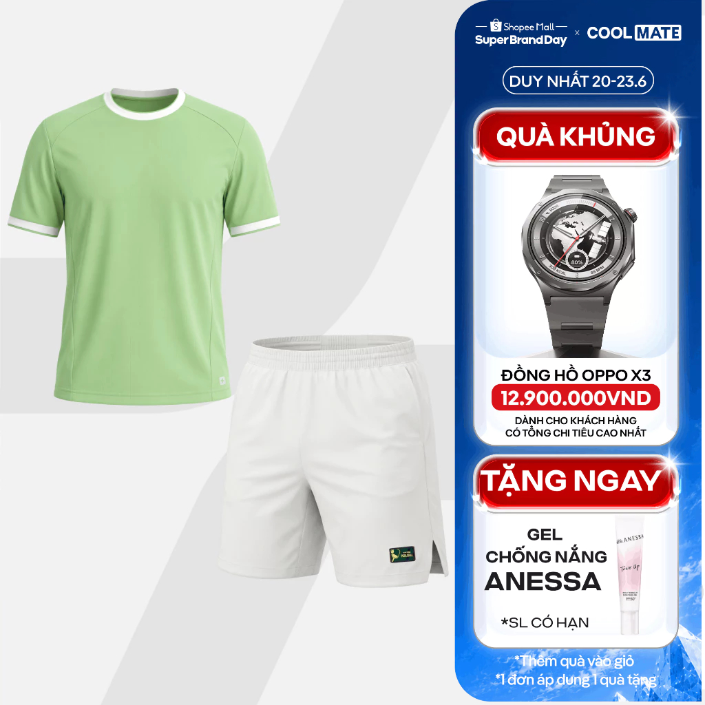 [TẶNG GEL CHỐNG NẮNG]Set thể thao nam Pickleball Áo ZeroMark và quần Smash shot 6inch Thoáng Thấm hút tốt Coolmate