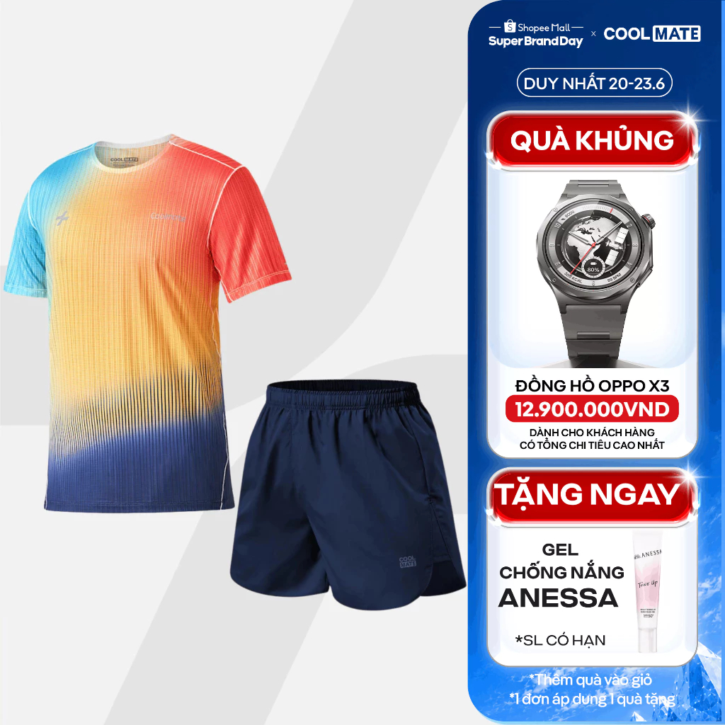 [TẶNG GEL CHỐNG NẮNG]Set thể thao đa năng Premium áo Graphic AirFlow Quần short Maxcool, set chạy bộ Coolmate