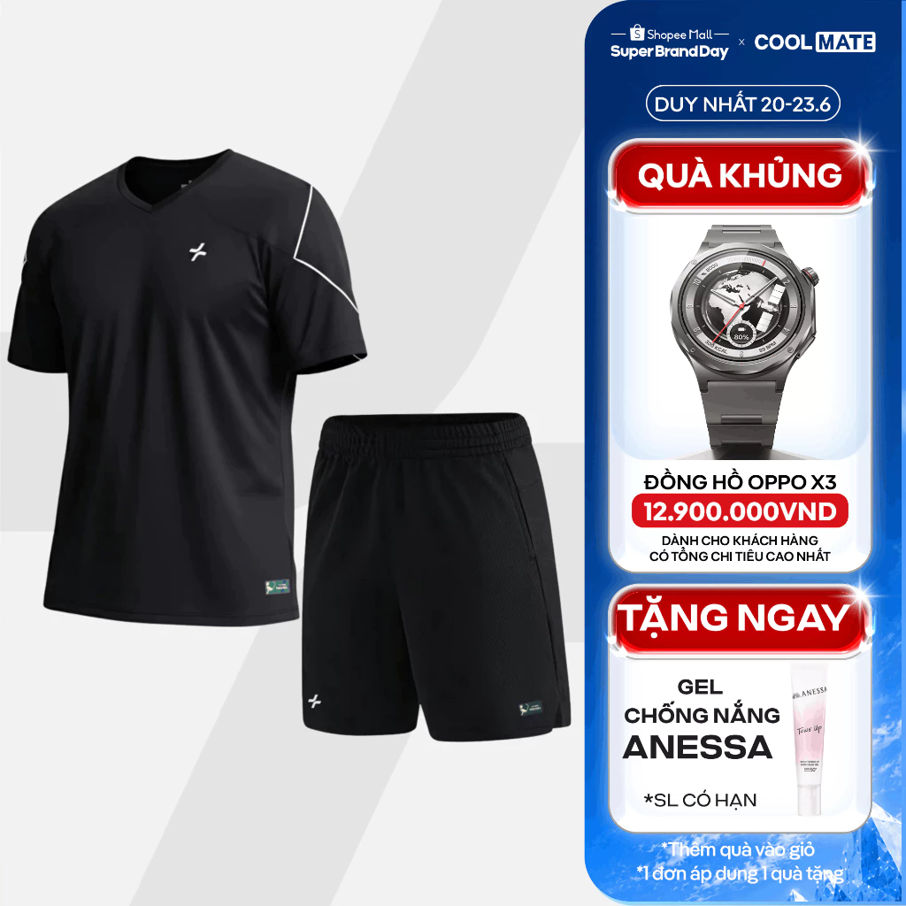 [TẶNG GEL CHỐNG NẮNG]Set thể thao nam Pickleball Áo Dinkshot thun cổ V + Quần short Exdry thoáng khí Coolmate