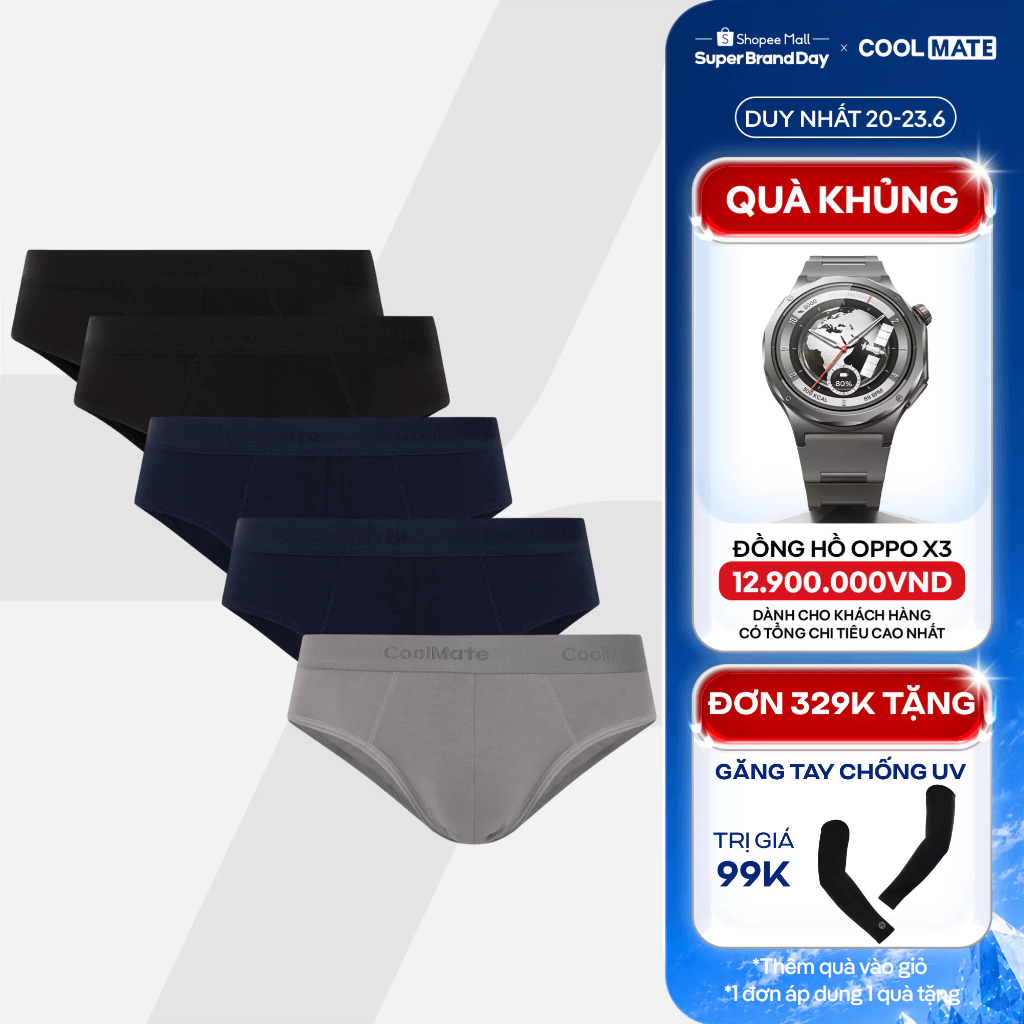 [GIÁ TỐT TRÊN LIVE][TẶNG QUÀ ĐƠN 329K]Combo 5 quần lót nam tam giác Cotton Coolmate (màu ngẫu nhiên)