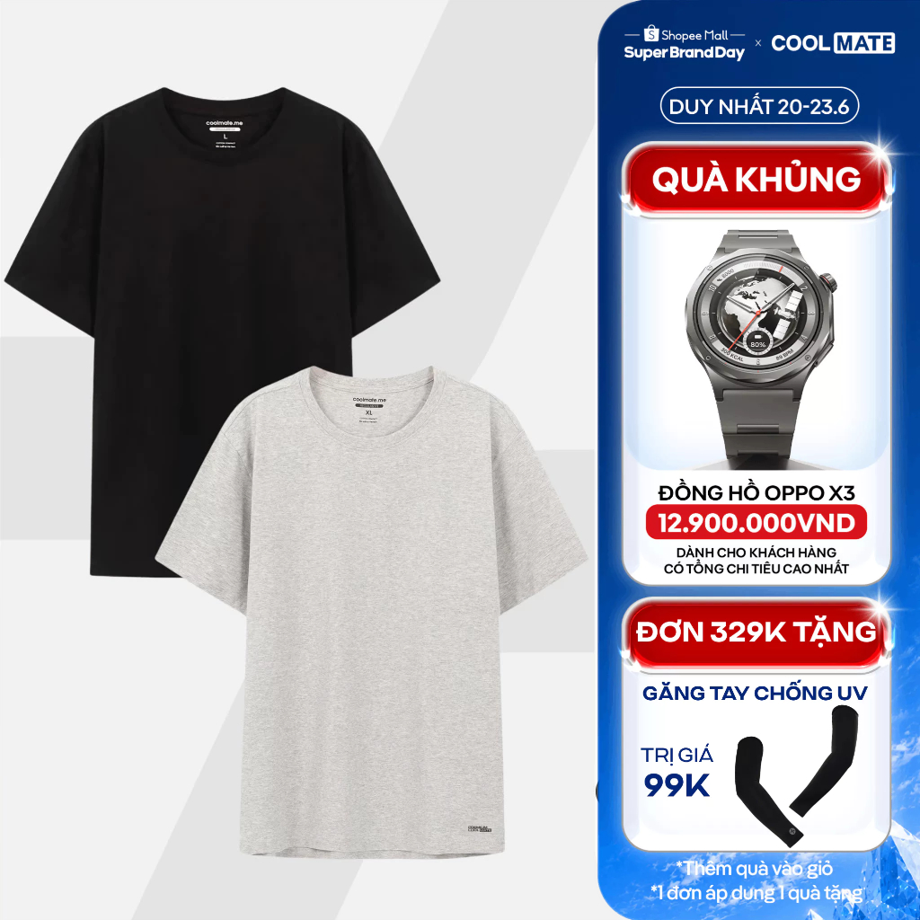[TẶNG QUÀ ĐƠN 329K]Combo 2 áo thun nam Cotton Compact phiên bản Premium chống nhăn Coolmate