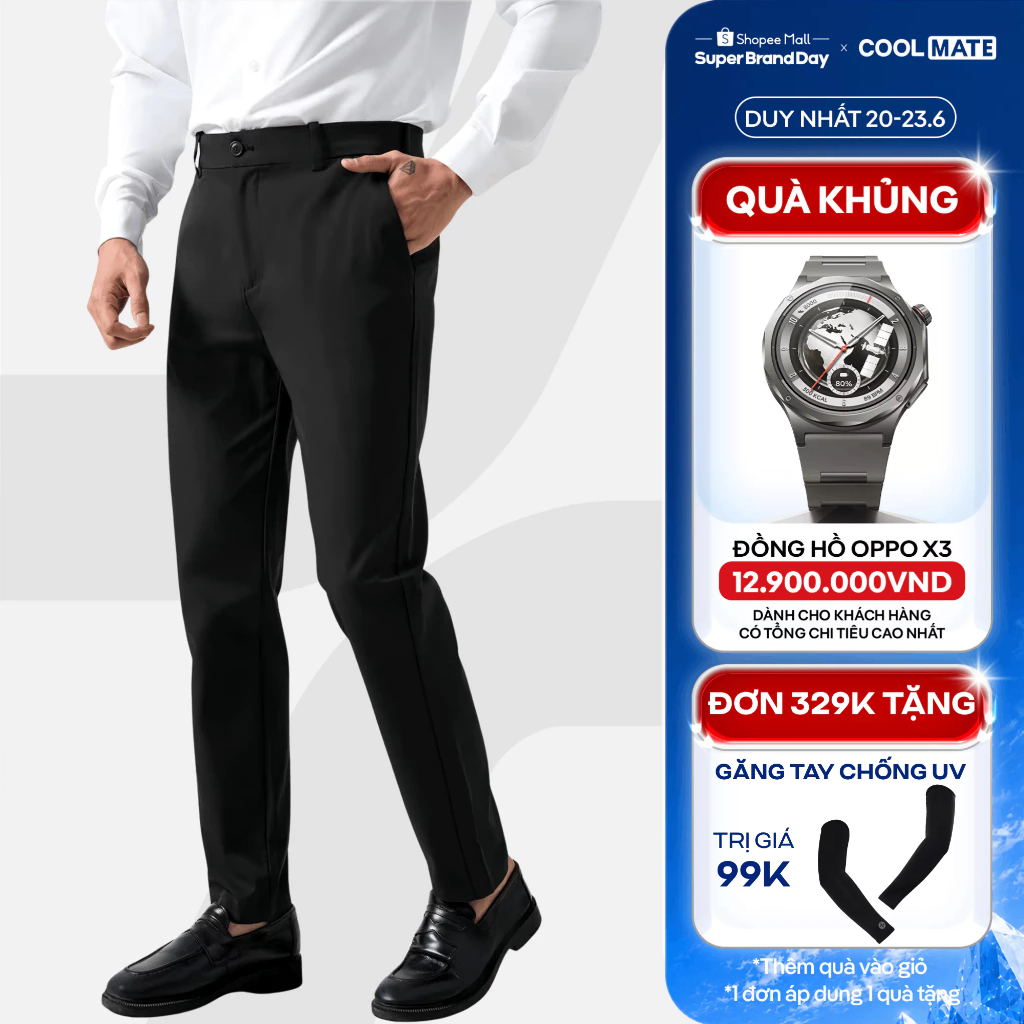 [GIÁ TỐT TRÊN LIVE]Quần dài nam Kaki Excool co giãn, thấm hút, chống nắng, quần âu chống tia UV Coolmate