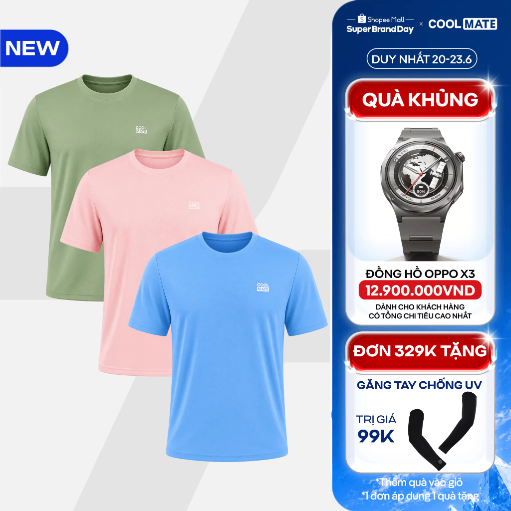 [TẶNG QUÀ ĐƠN 329K]Combo 03 Áo thun thể thao nam ProMax S1 thấm hút Coolmate