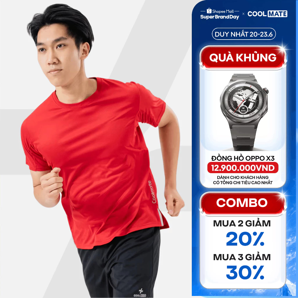 [MUA 3 GIẢM 30%]Áo thun nam thể thao chạy bộ Essentials Fast & Free Run II siêu nhẹ, nhanh khô Coolmate