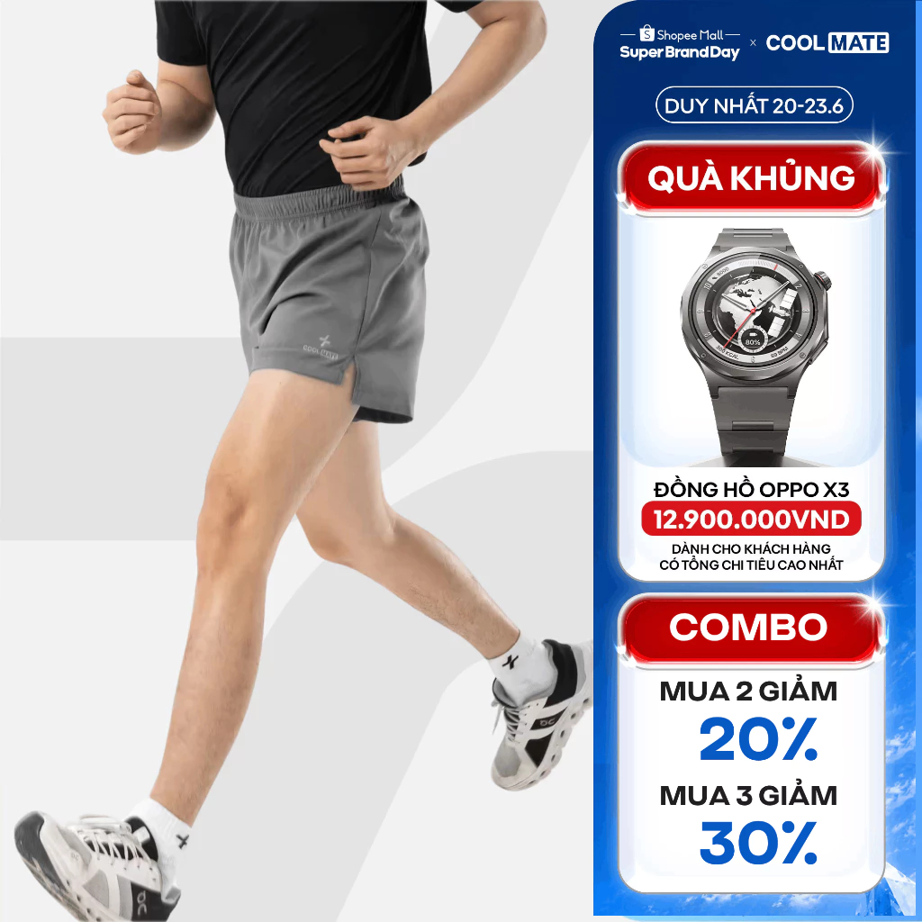 [MUA 3 GIẢM 30%]Quần short nam thể thao chạy bộ Running Essentials 5 inch thoải mái, co giãn, thấm hút Coolmate